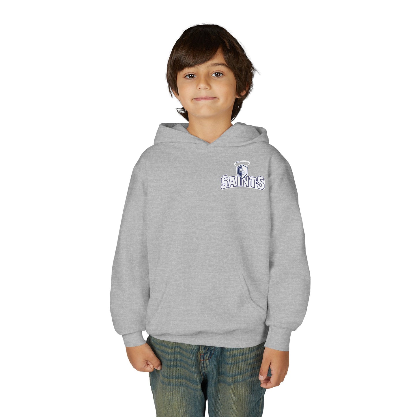 Youth Saints Hoodie — Small Left Chest Logo Pullover for Kids